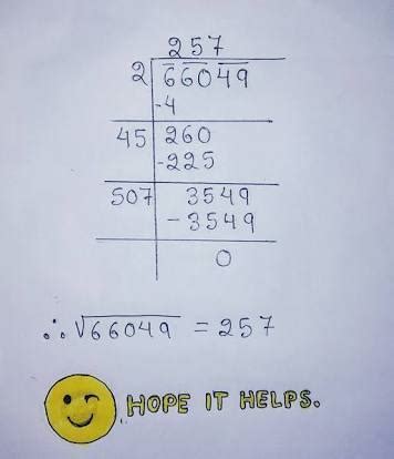 using long division method evaluate square root of 66049 - Brainly.in