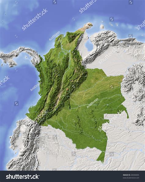 Colombia Shaded Relief Map Major Urban: Hình minh họa có sẵn 20030005 | Shutterstock