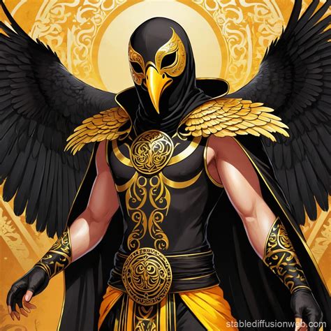 male aarakocra dnd monk character wearing luchador wrestling black and ...
