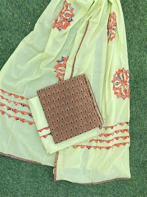 Ajrakh Suit With Dual Tone Patchwork Dupatta Catalogue 1