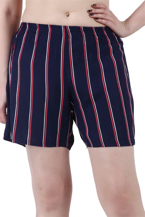 Striped Loose Fit Rayon Shorts for Casual Occasions - Above Knee Length ...