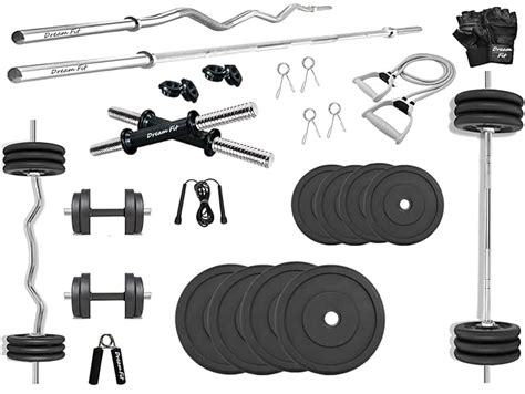 DREAM FIT Professional Rubber Plates Combo - 20Kg Home Gym Set With 3 ...