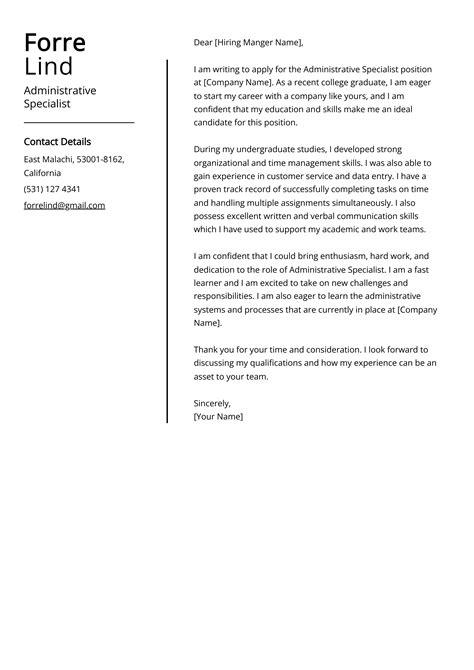 Administrative Specialist Cover Letter Example (Free Guide)