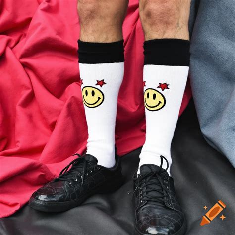 Jungkook of BTS smiling, wearing white socks and black shoes, with ...