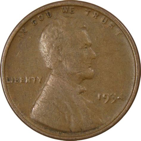 1934 Lincoln Wheat Cent Circulated Penny 1c Coin Collectible