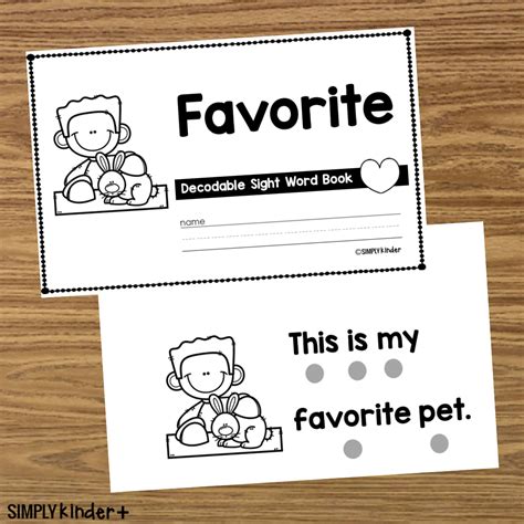 Favorite - Sight Word Book Activities - Simply Kinder + Printable ...