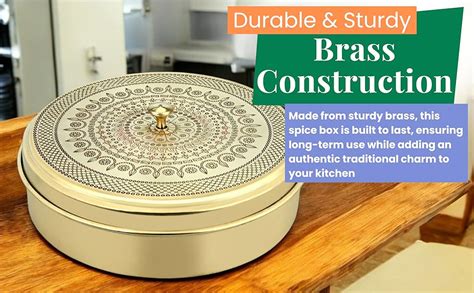 Buy Decohome Floral-Etched Handcrafted Brass Masala Box - 7 Detachable ...