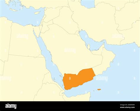 Orange map of YEMEN inside beige map of the Middle East Stock Vector Image & Art - Alamy