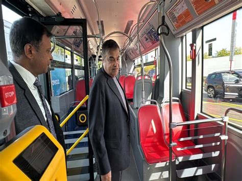Union Minister Nitin Gadkari takes test drive in hydrogen bus in Prague