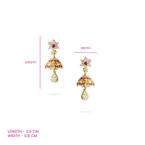 Umbrella-Inspired Ruby and Zircon Drop Earrings – Utsaav by Gargi