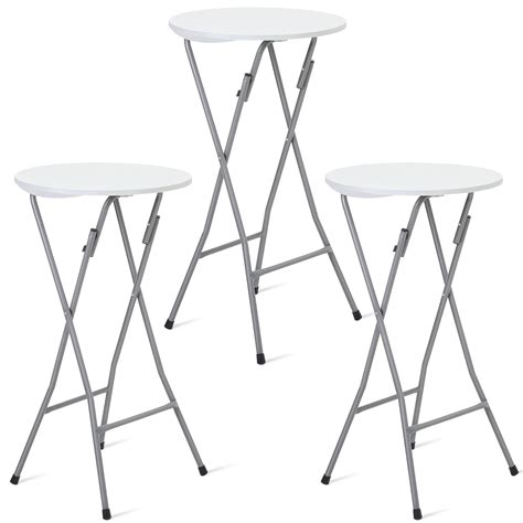 Hoteam 3 Pack Round Folding Table Round Cocktail Tables 23.6 x 44 Inch ...