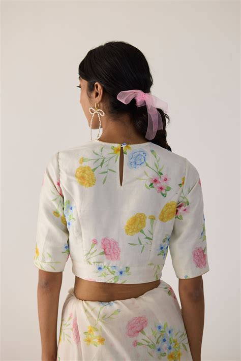 Nadiya Paar - Marigold Round Neck Satin Blouse - Elahe