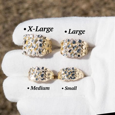 10K REAL Solid Gold Nugget Ring, Square Nugget Ring, Women's & Men's ...