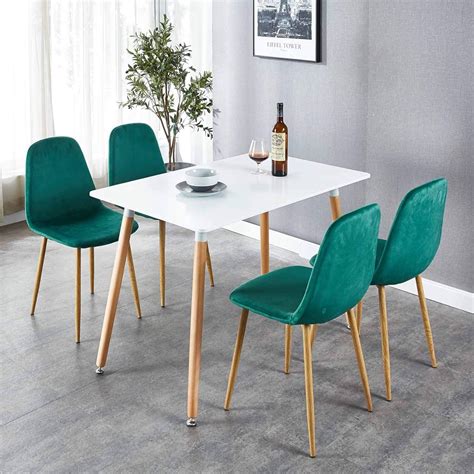 Buy OKAKOPA Mid Century Green Dining Table Set for 4, Dining Room ...