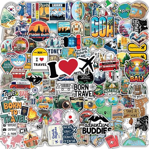 100+ Pcs Travel Sticker for Laptop, Luggage, Water Bottle, Scrapbook ...
