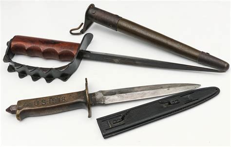 #50: M-1917 AND M-1918 TRENCH KNIVES, ONE WITH SCABBARD