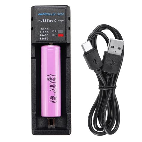 Astrolux® SC01 Type-C 2A Quick Charge USB Battery Charger Li-ion/IMR ...