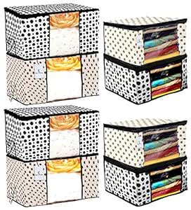 Heart Home Polka Dot Design 4 Piece Non Woven Saree Cover and 4 Pieces ...