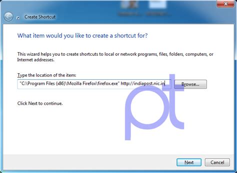 Shortcut Creation of Useful links for Post Office with Different Browser