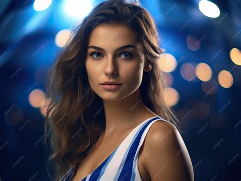 Premium AI Image | A beautiful Greek woman with a Greek flag