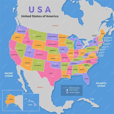 A map of the united states of america with the united states of america in the middle. | Premium ...
