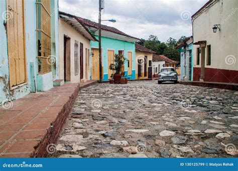 SANCTI SPIRITUS, CUBA - FEB 7, 2016: Vintage Car on a Cobbled Street in ...