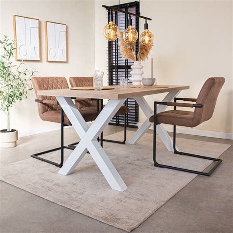 Eettafel Bruin X-poot 180 x 80 x 76 cm Lenzo - Melamine - Horecakwaliteit - Rechthoekig | bol.com