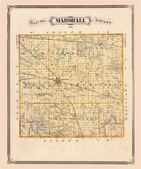 1876 Map of Marshall County Indiana - Etsy