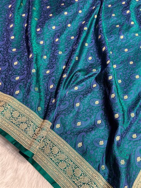 Teal Tanchoi Booti Katan Silk Saree SKTM-06 – ZAIRA