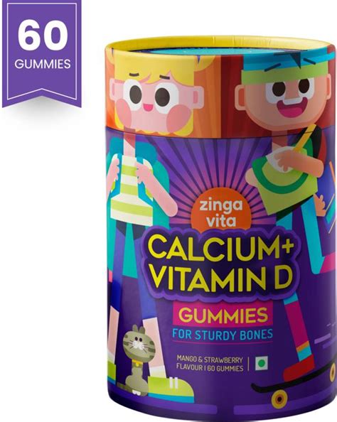 Zingavita Calcium Vitamin D Gummies for Stronger Bones and Teeth Ideal ...