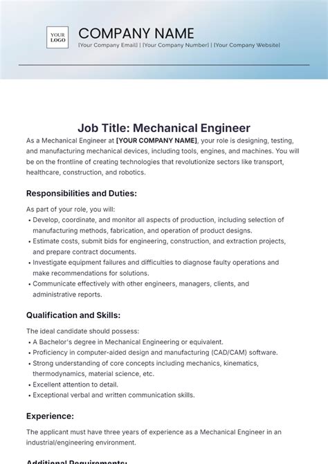 Mechanical Engineer Job Profile