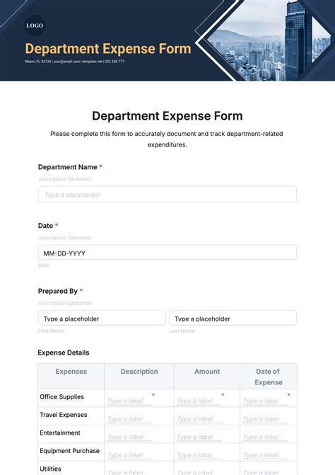Free Operational Expense Form Template to Edit Online