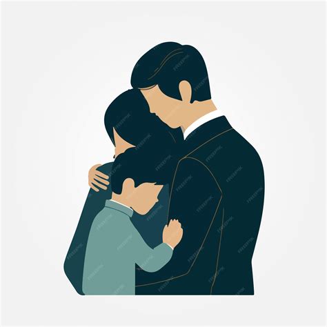 Premium Vector | Father and mother hugging their son vector illustration