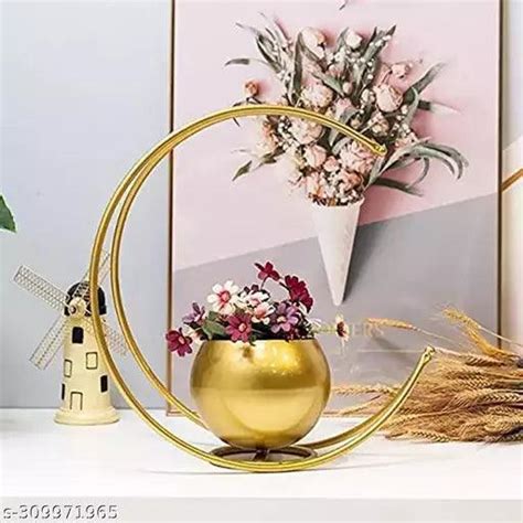 Moon Shape Vase Gold Metal Moon Shape Flower Pot – Springkart