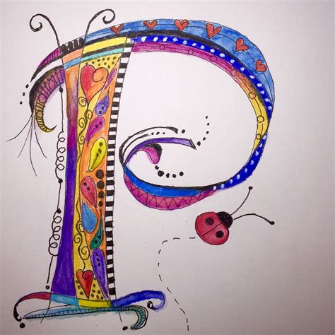 Adding To My Alphabet Zen Tangle Doodle Art Letter P