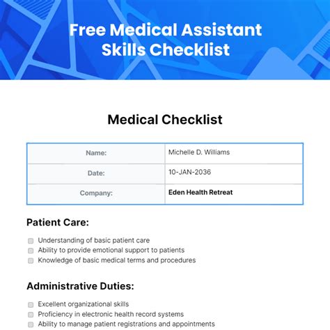 FREE Medical Checklist Templates & Examples - Edit Online & Download ...