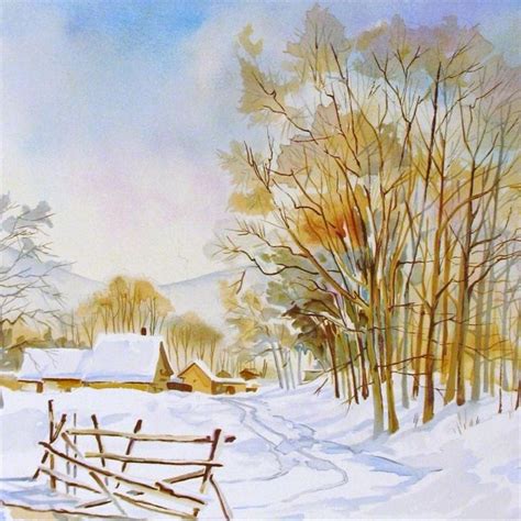 Watercolor Winter Scene at PaintingValley.com | Explore collection of ...