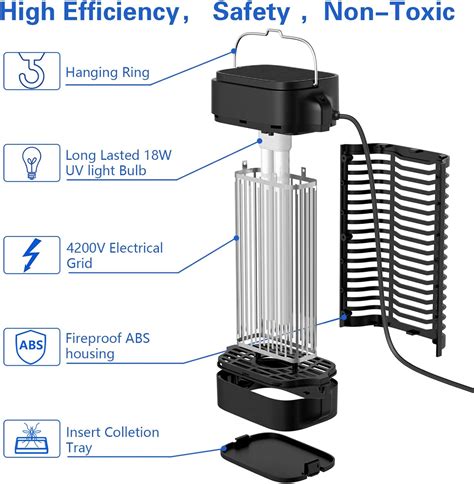 Buy Bug Zapper Outdoor Indoor, AURCAN 18W 4200V Fly Zapper Mosquito ...