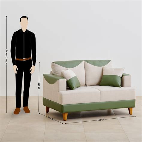 Buy Calvin Fabric 2-Seater Sofa - Beige and Green from Home Centre at ...