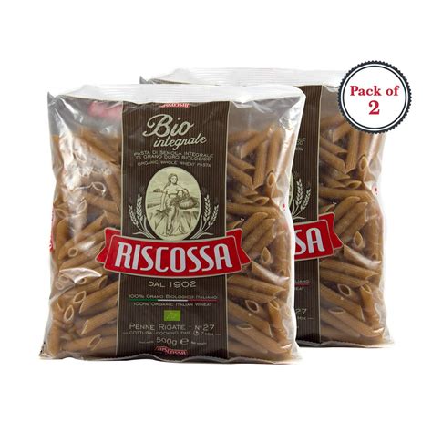 Riscossa Organic Penne Rigate Whole Wheat Pasta, 500 GMS (Pack of 2 ...
