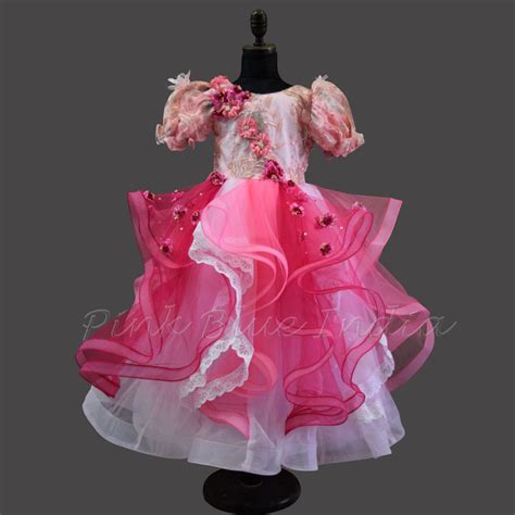 Pink Gown Multi Layered Flower Dress