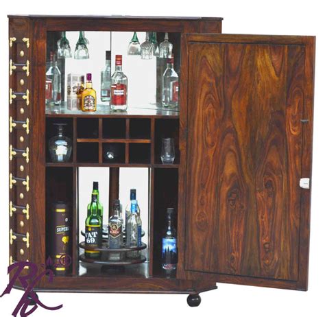 Solid Wood Corner Bar Cabinet - RAJ HANDICRAFT