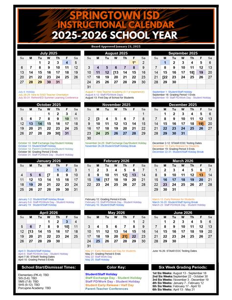 Springtown ISD School Calendar 25-26 pdf [revised] - EduCounty