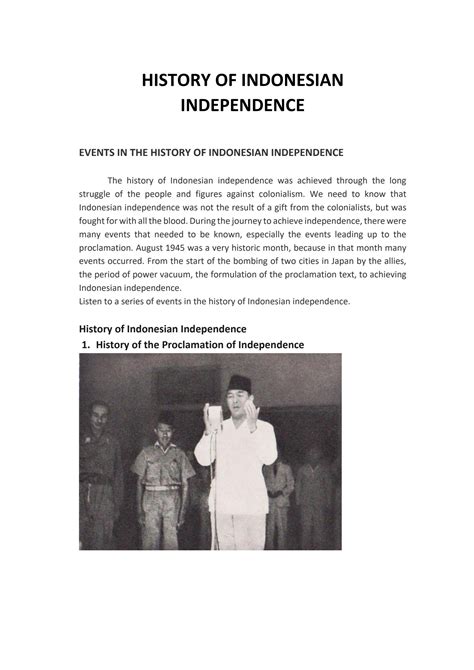 SOLUTION: History of indonesian independence - Studypool