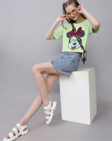 Mickey & Friends Printed Boxy Fit Tshirt For Women – Free Authority