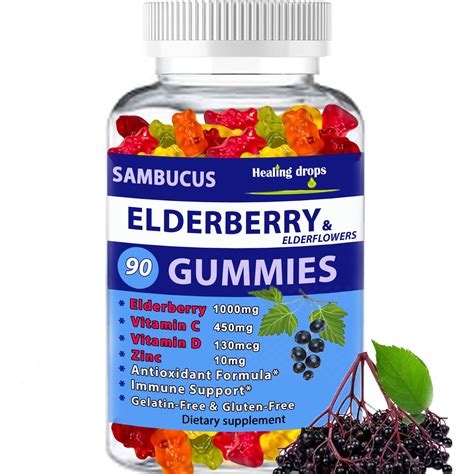 Elderberry Gummies with Zinc and Vitamin C (90 pcs) - Sambucus ...