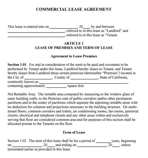 FREE 9+ Sample Commercial Lease Agreement Templates in Google Docs | MS ...