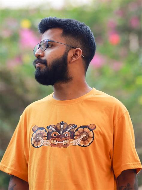 Printed t shirt yellow Sri Lankan Mask – Totem facts