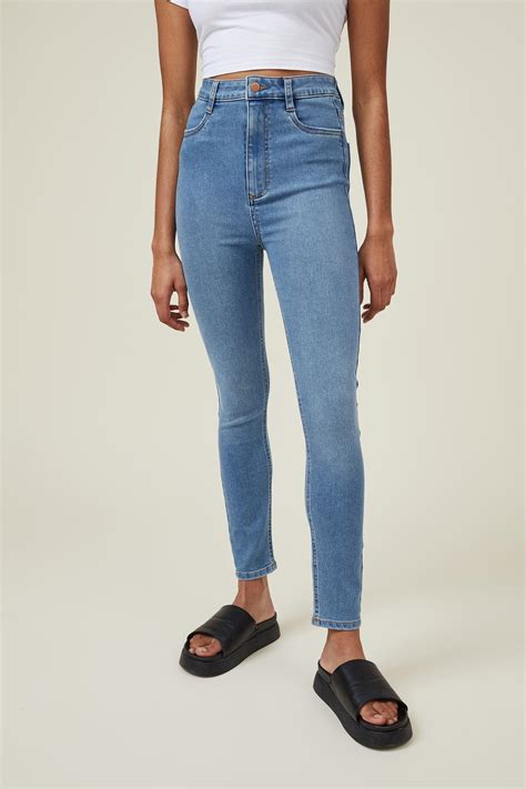 Ultra high super stretch jean - lagoon blue pockets Cotton On Jeans ...