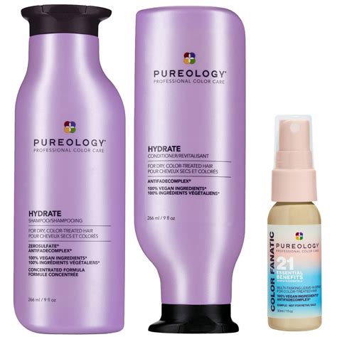Pureology Hydrate Shampoo 266ml, Conditioner 266ml and Color Fanatic ...